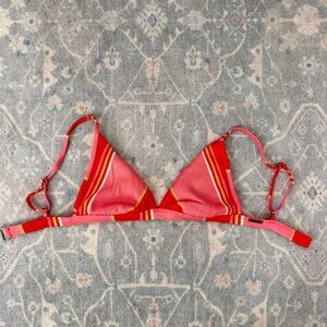 Billabong Red and Pink Striped Bikini Top